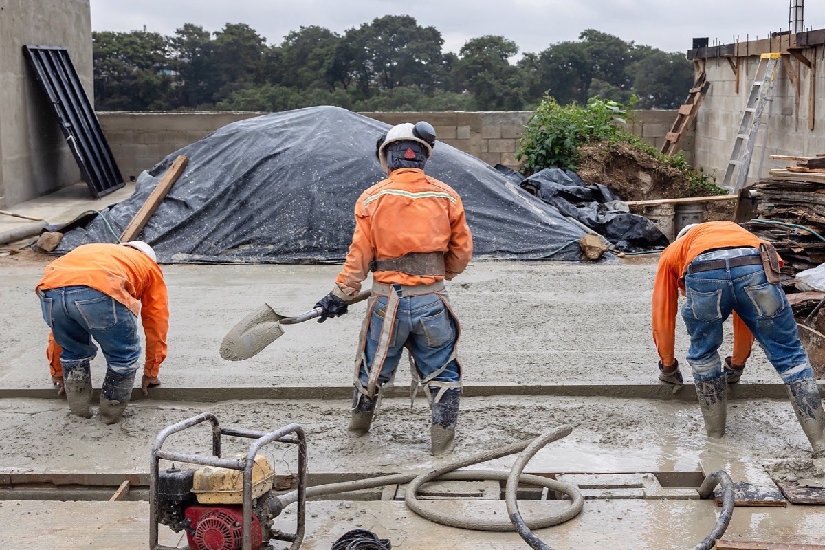 Team at work on concrete project